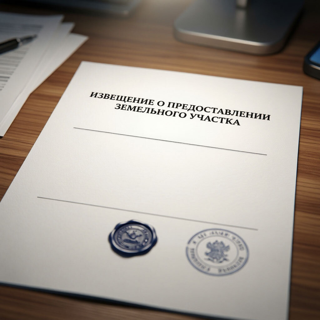 ИЗВЕЩЕНИЕ О ПРЕДОСТАВЛЕНИИ ЗЕМЕЛЬНОГО УЧАСТКА